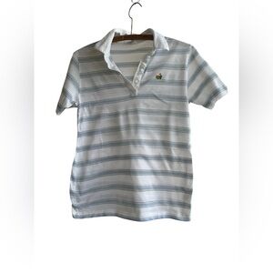 Masters White and Blue Striped Polo Shirt VINTAGE